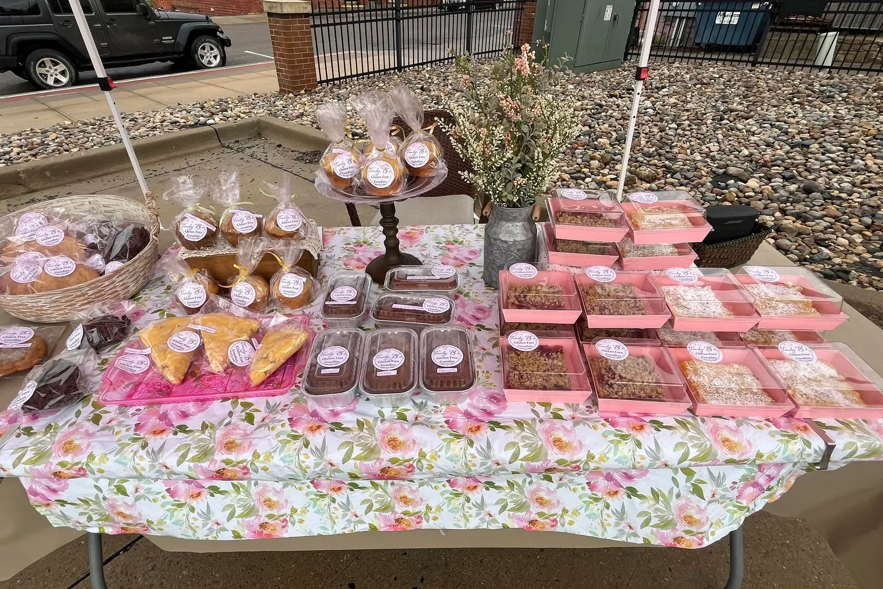Trudy B's market table set up in downtown northwest Missouri
