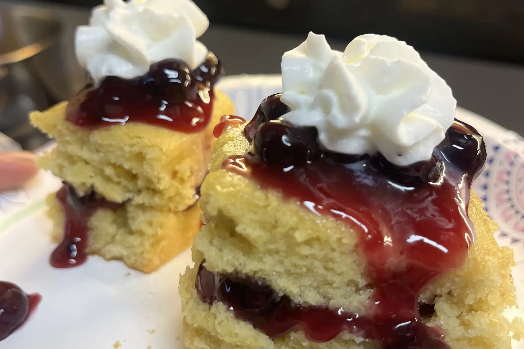 Lemon blueberry shortcakes with whipped cream